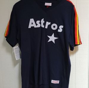 Customized Mitchell & Ness Overtime Win V-Neck Tee Houston Astros Size L